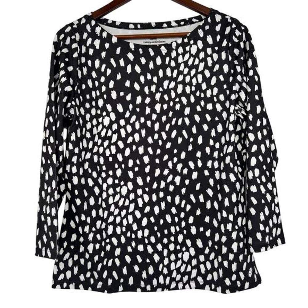 NEW Vineyard Vines Printed Sankaty Simple Boatneck Tee Black White UPF 50 medium
